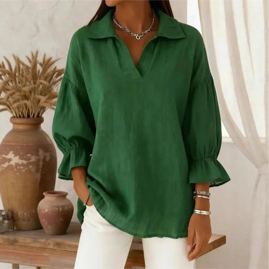 Damen Lässige und elegante Bluse mit weiten Ärmeln Nord Taschen