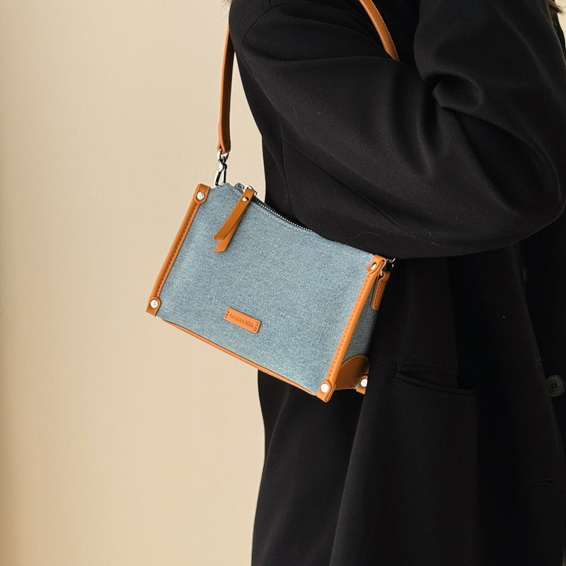 Damen Umhängetasche aus strapazierfähigem Denim mit hochwertigem Kunstledereinzug Nord Taschen