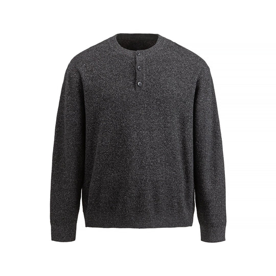 Herren Strukturierter Henley‑Strickpullover mit Dreifach‑Knopfleiste Nord Taschen