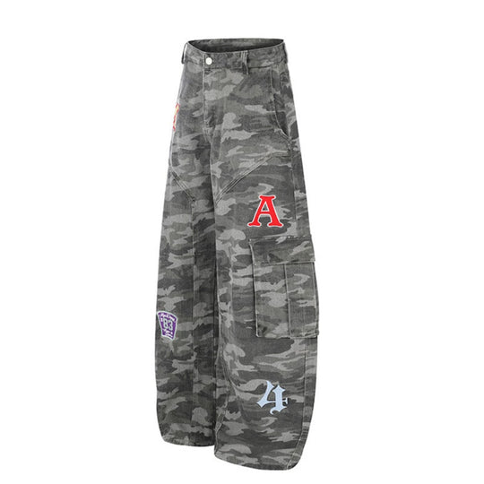 Damen Weite Cargo-Hose im Camouflage-Look mit Applikationen und Multi-Taschen Nord Taschen