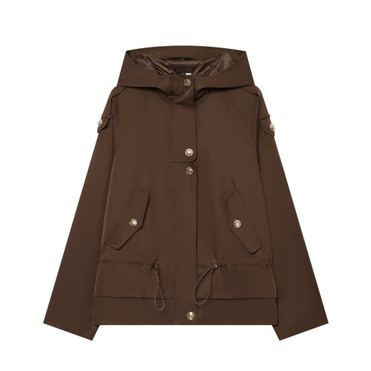 Damen Kurzparka mit Kapuze, Tunnelzug-Taille und Pattentaschen Nord Taschen