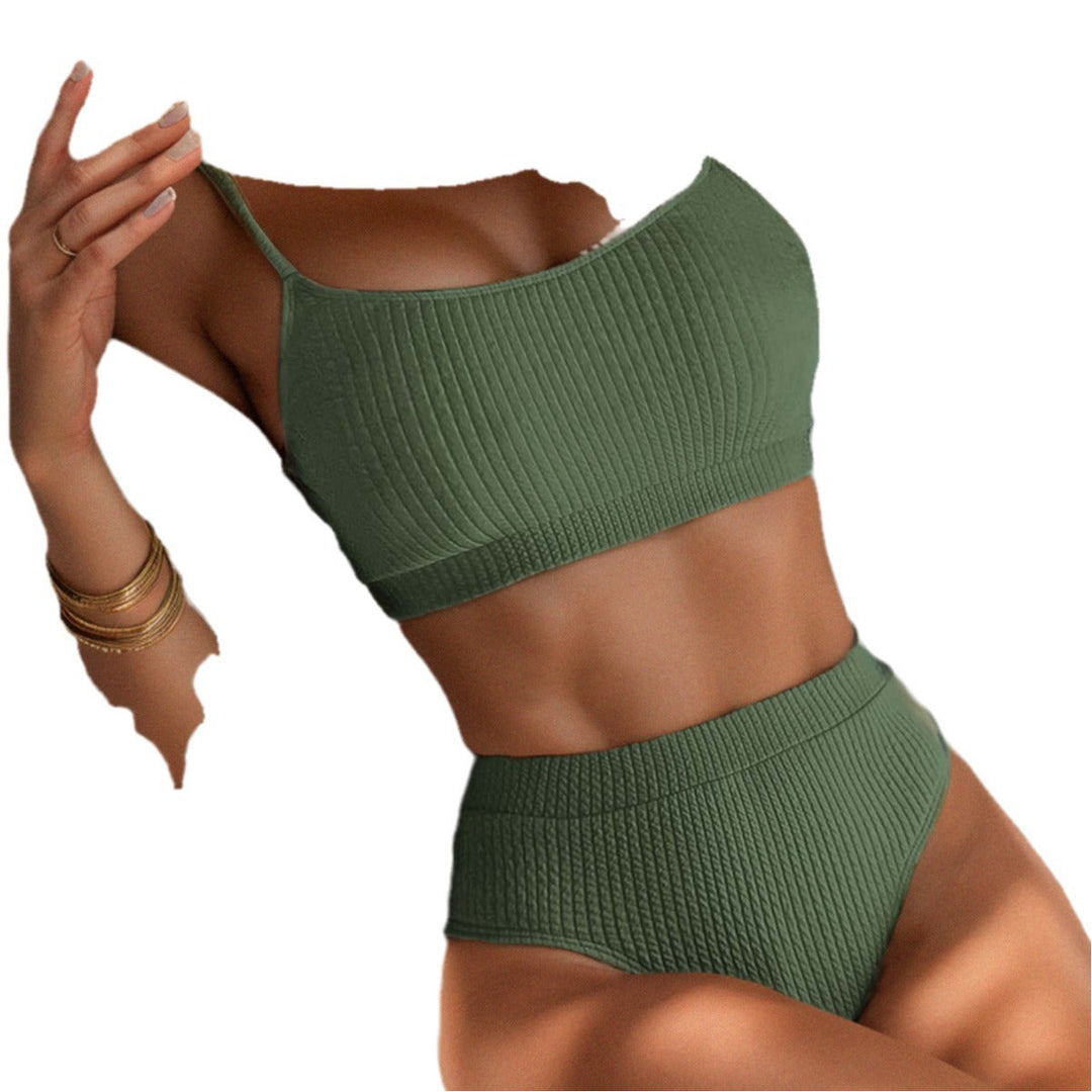 Damen Hochtaillierter Bikini mit floralem Akzent und sportlichem Oberteil Nord Taschen