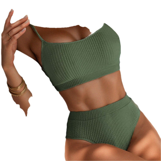 Damen Hochtaillierter Bikini mit floralem Akzent und sportlichem Oberteil Nord Taschen
