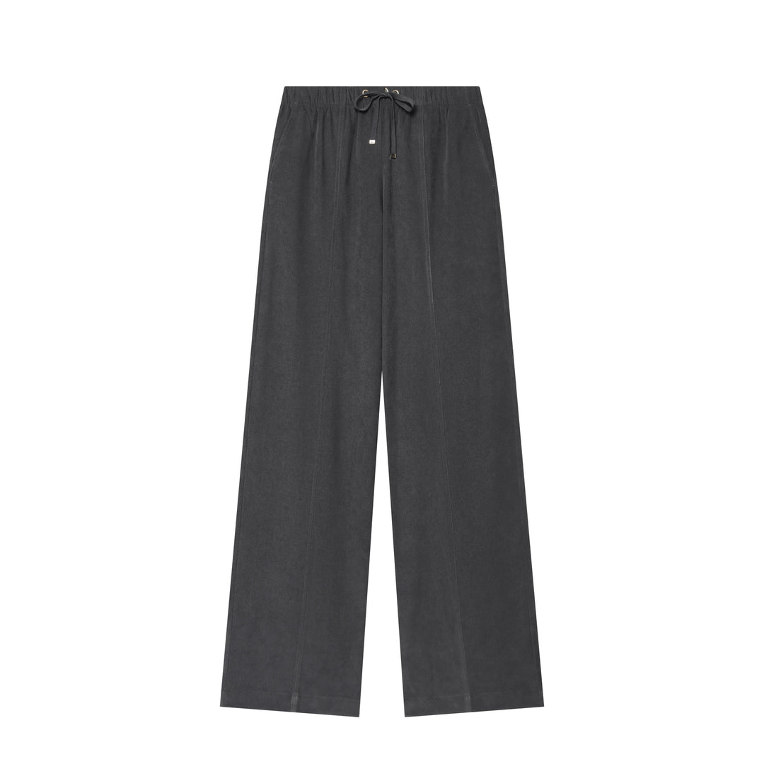 Damen Weite Cordhose mit hohem Elastikbund Tunnelzug und geradem Bein Nord Taschen