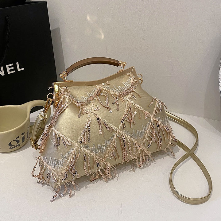 Damen Glamouröse Handtasche mit Fransen und Strass Nord Taschen