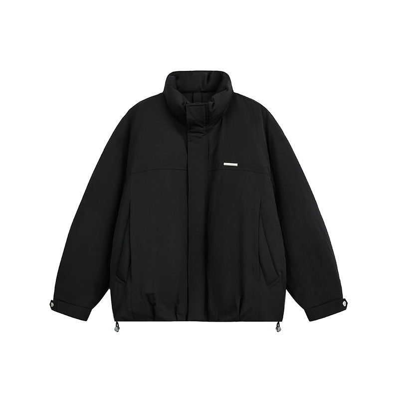 Herren Oversize Wattierte Blousonjacke mit Stehkragen und Tunnelzug Nord Taschen