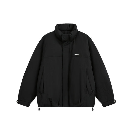 Herren Oversize Wattierte Blousonjacke mit Stehkragen und Tunnelzug Nord Taschen