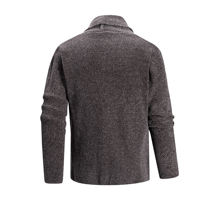 Herren offener Strickmantel mit weitem Fallendem Schalkragen und aufgesetzten Eingrifftaschen Nord Taschen