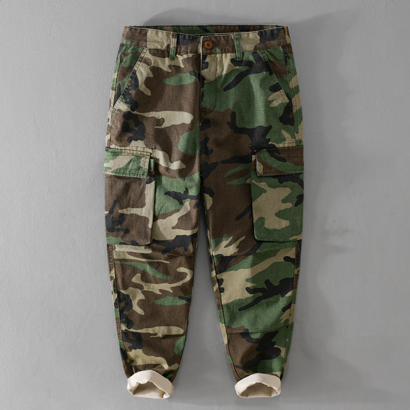 Herren Slim-Tapered Cargohose im Military-Stil mit Gummibündchen und Klappentaschen Nord Taschen
