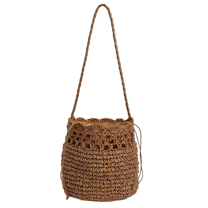 Damen geflochtene Strandtasche mit praktischem Kordelzug Nord Taschen