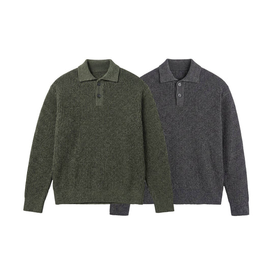 Herren Strickpullover mit Polokragen und markanter Rippenstruktur Nord Taschen