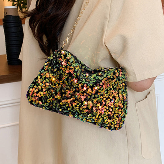 Damen Clutch-Tasche mit funkelnden Pailletten und praktischem Schulterriemen Nord Taschen
