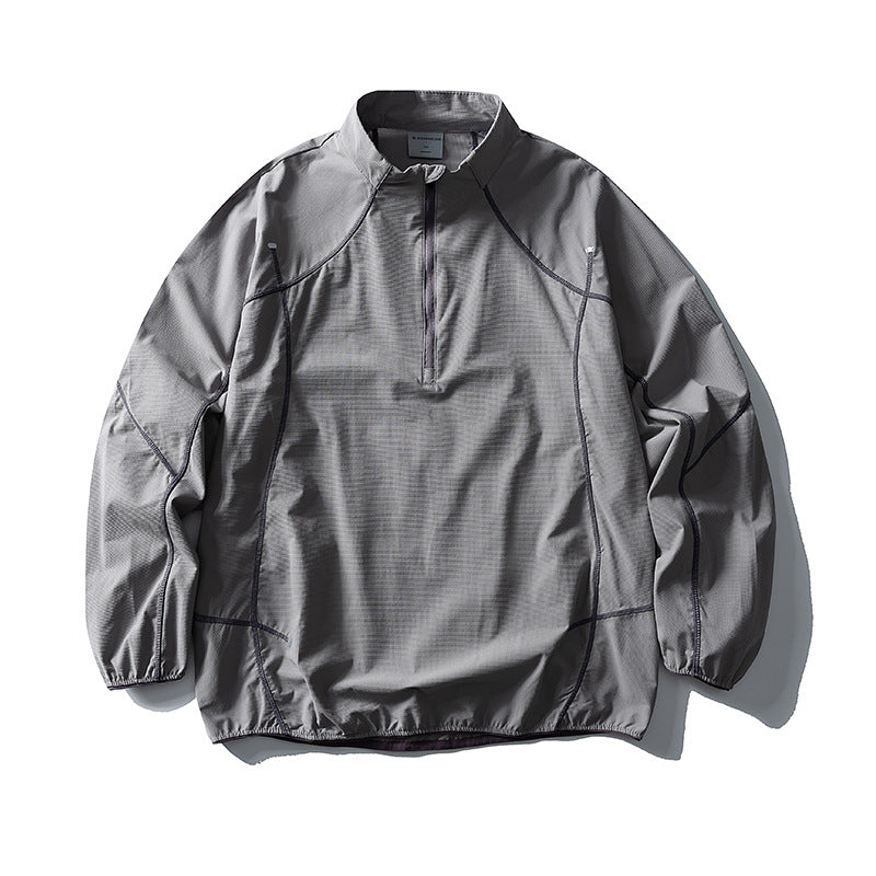 Unisex Leichter technischer Half-Zip-Windpullover mit Ripstop, Raglanärmeln und elastischem Saum Nord Taschen