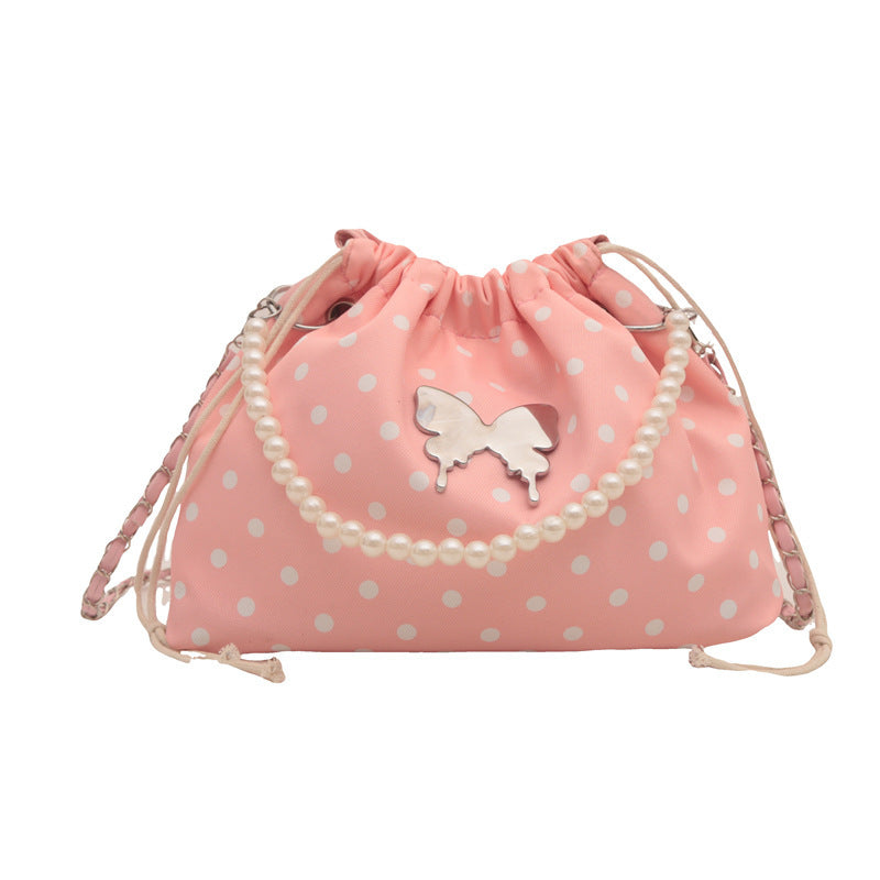 Damen Beuteltasche mit verspieltem Schmetterlingsdesign und perlenverziertem Trageriemen Nord Taschen