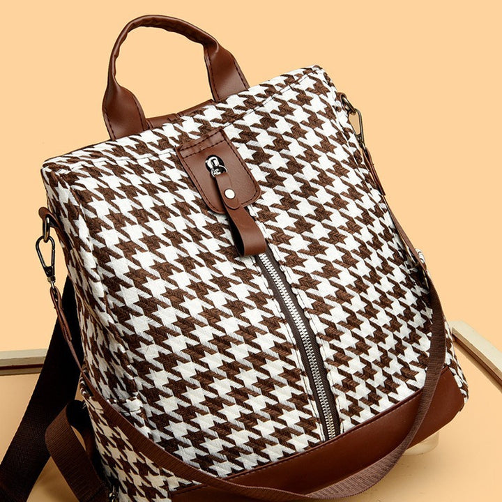 Damen Rucksacktasche mit stilvollem Hahnentrittmuster Nord Taschen