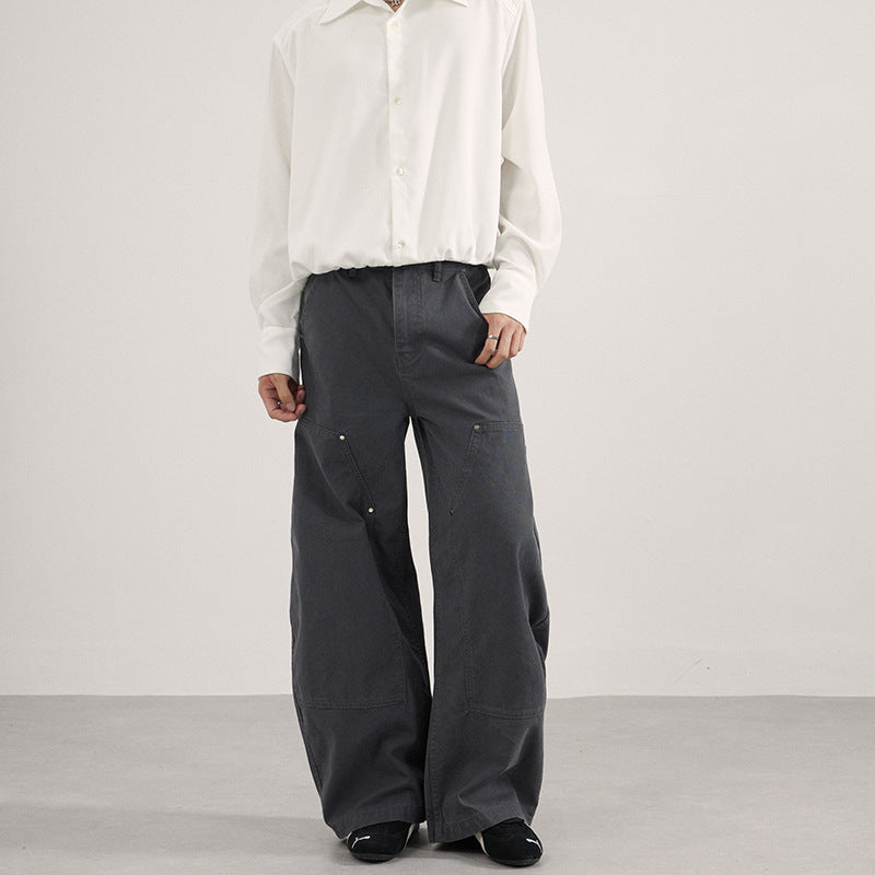 Herren Ultraweite Workwear-Palazzohose aus robustem Baumwoll-Twill mit Kniepaneelen und Werkzeugschlaufe Nord Taschen