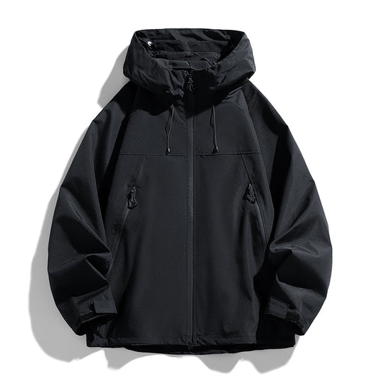 Herren Technische Kapuzen-Utilityjacke mit Kontrastpaneelen und wasserabweisender Membran Nord Taschen
