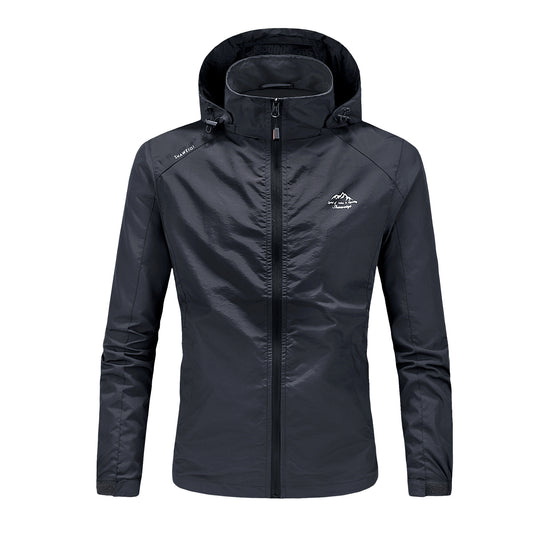 Herren Ultraleichte packbare Outdoorjacke mit hohem Kragen, Kapuze und atmungsaktivem Meshfutter Nord Taschen