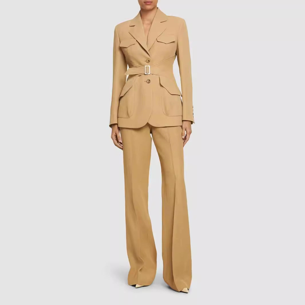 Damen Zweiteiliger Hosenanzug im Tailoring mit tailliertem Blazer und weitem Bein Nord Taschen