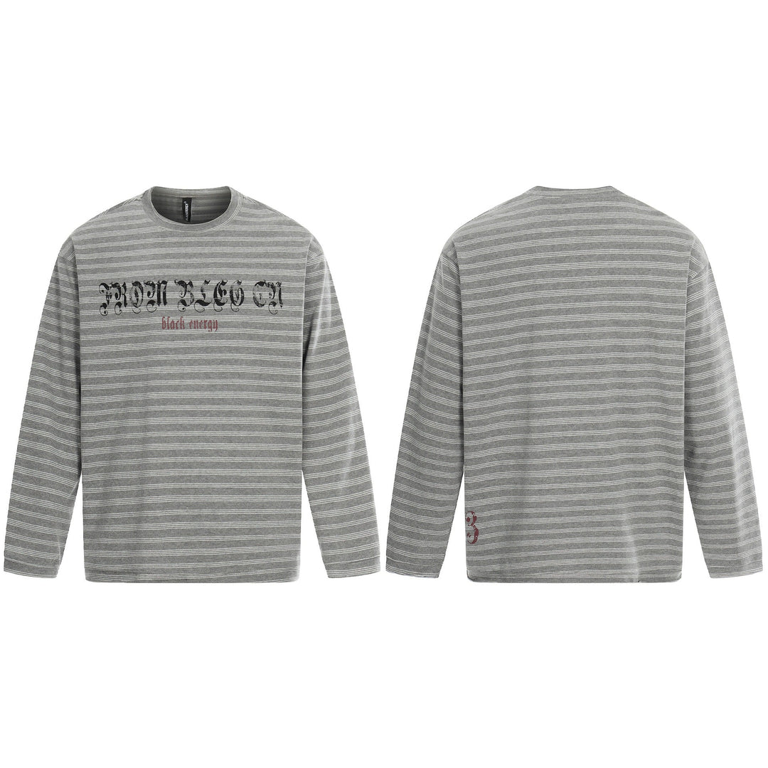 Herren Langärmeliges Streifen-Shirt mit Rundhalsausschnitt und Gothic-Print Nord Taschen