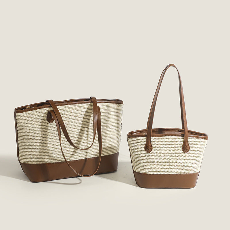 Damen Strandtasche mit hochwertigen Kunstlederelementen und robustem geflochtenem Design Nord Taschen