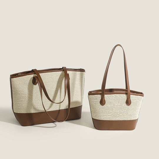 Damen Strandtasche mit hochwertigen Kunstlederelementen und robustem geflochtenem Design Nord Taschen