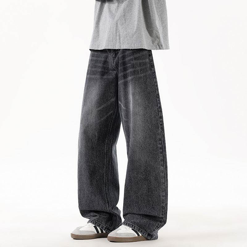 Herren Relaxed Wide‑Leg Denimhose mit extra weitem Bein und Vintage-Fade Nord Taschen