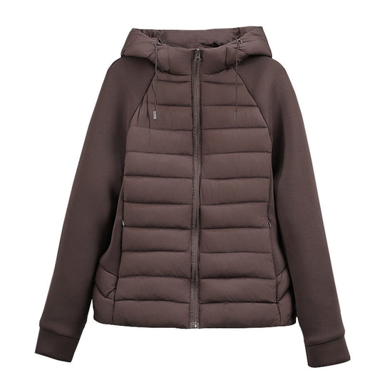 Damen nan gesteppte Hybridjacke mit Kapuze, Softshell-Ärmeln und leichter Thermoisolierung Nord Taschen
