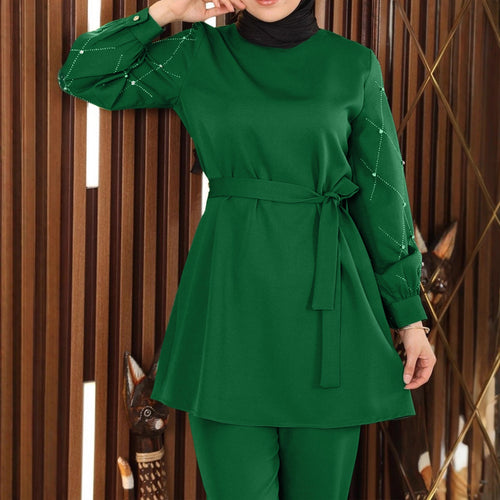 Damen Elegantes Tunika-Set mit Hose Nord Taschen