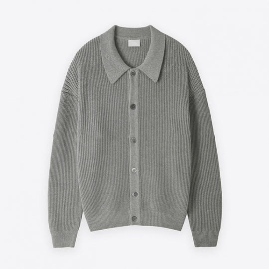Unisex Grobgerippte Strickjacke mit Hemdkragen und durchgehender Knopfleiste Nord Taschen