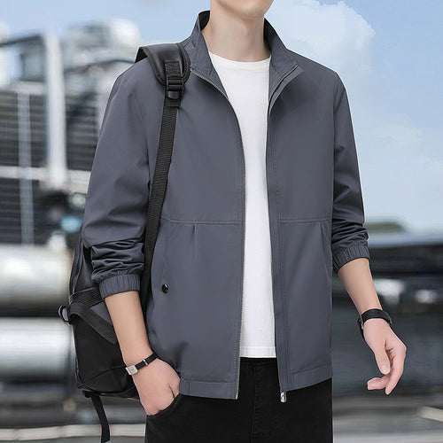 Herren Leichte Urban-Windjacke mit Stehkragen, Reißverschluss und elastischen Bündchen Nord Taschen