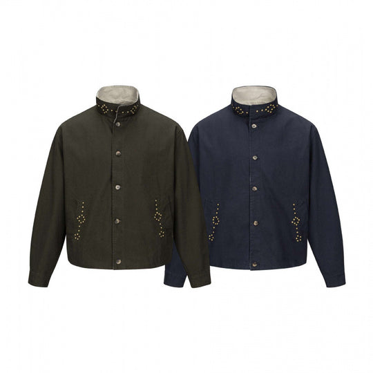 Herren Kurz geschnittene kastige Canvas‑Jacke mit Nietenbesatz und Stehkragen Nord Taschen