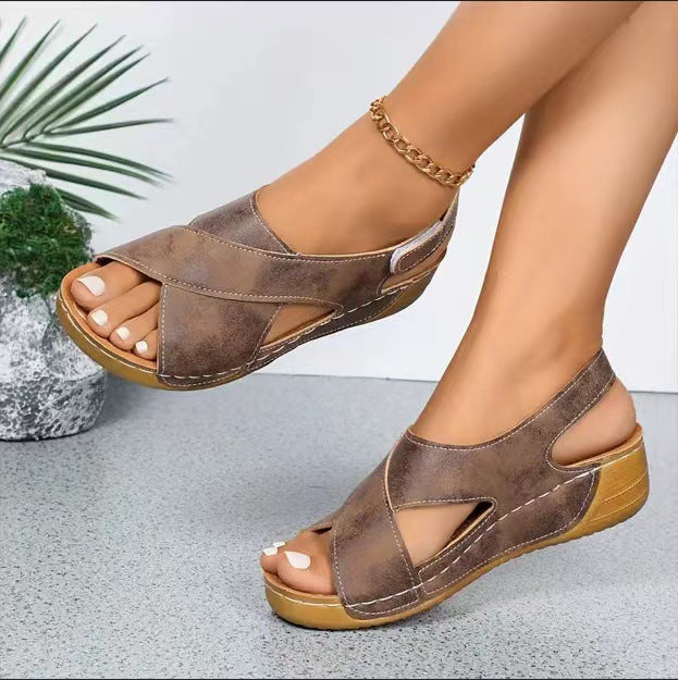 Damen  orthopädische Keilsandalen mit Memory-Foam und verstellbarem Fersenriemen Nord Taschen