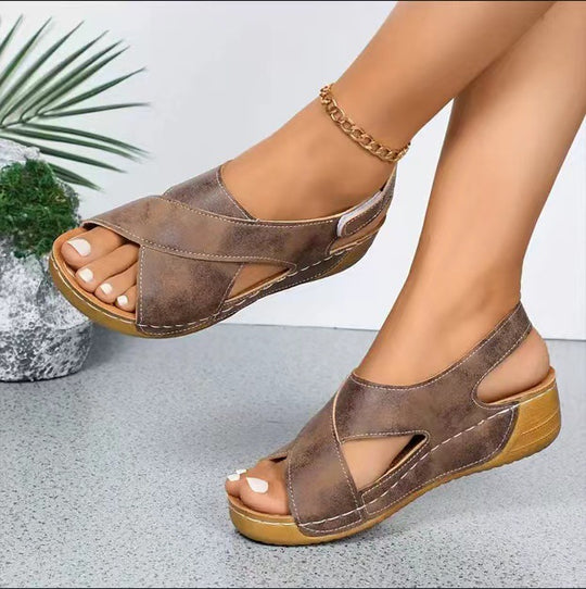 Damen  orthopädische Keilsandalen mit Memory-Foam und verstellbarem Fersenriemen Nord Taschen