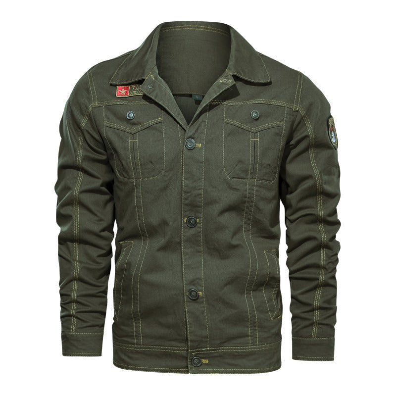 Herren Military‑inspirierte Canvas‑Fieldjacke mit kontrastierenden Ziernähten und Brustklappen Nord Taschen
