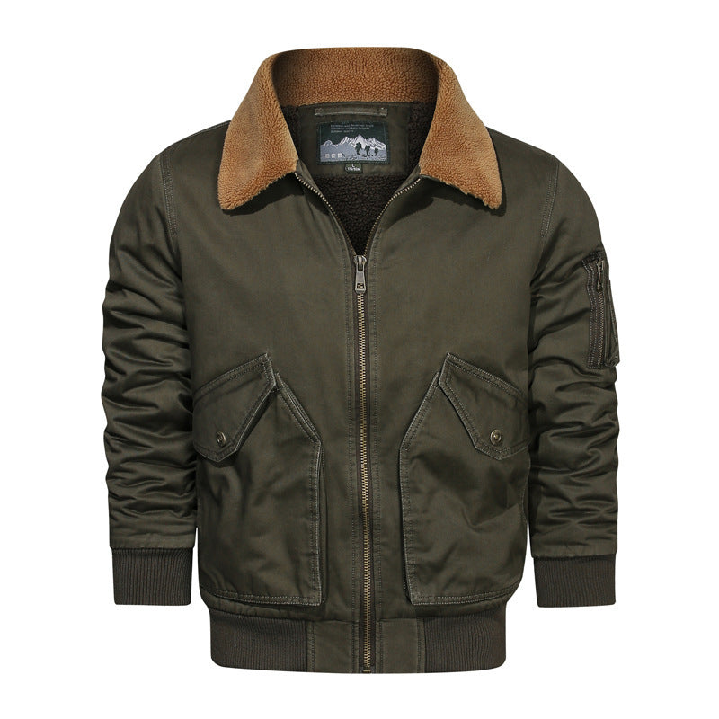 Herren Pilotenblouson im Canvas-Utility-Stil mit Sherpa-Kragen und Ärmeltasche Nord Taschen