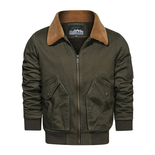 Herren Pilotenblouson im Canvas-Utility-Stil mit Sherpa-Kragen und Ärmeltasche Nord Taschen