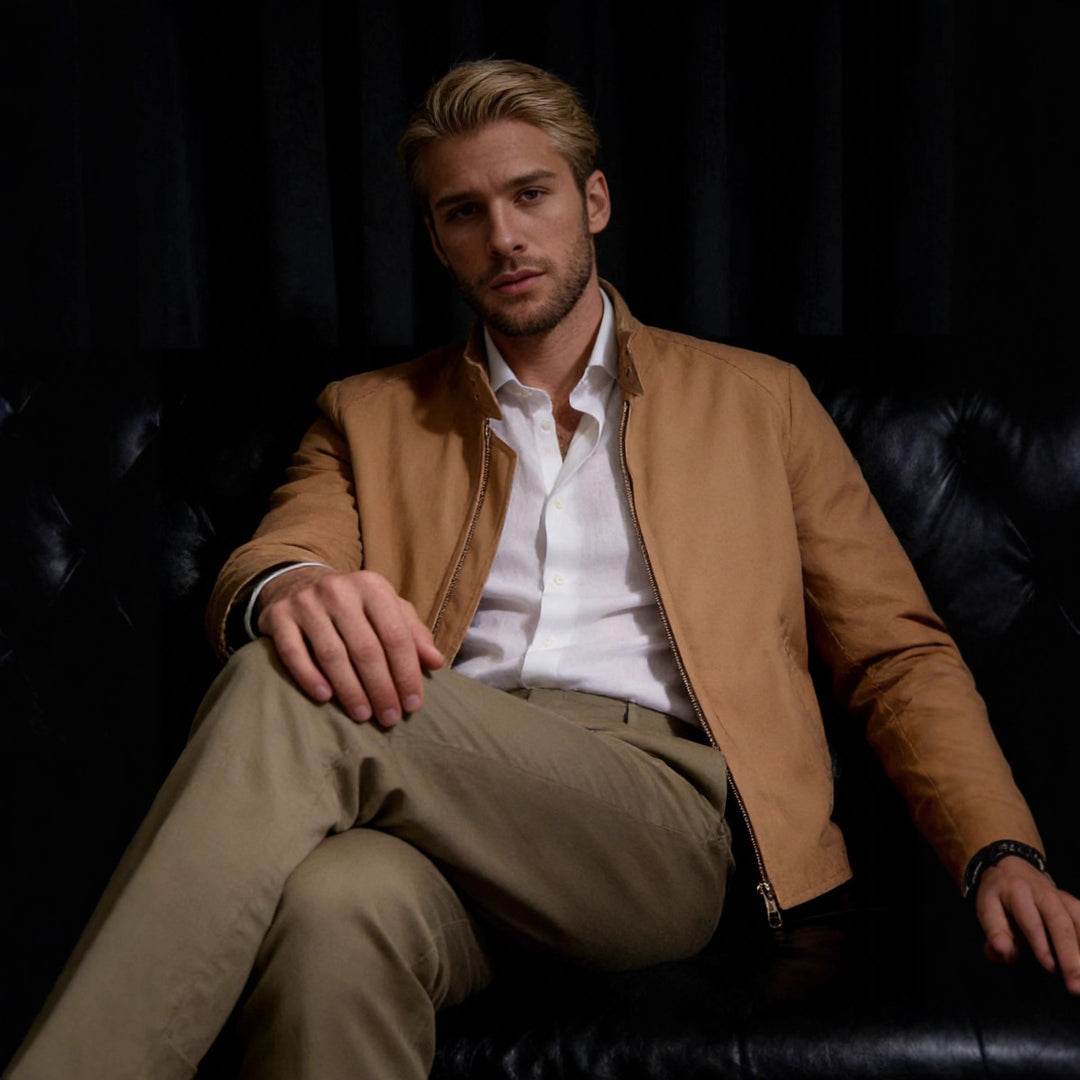 Herren Harrington-Jacke mit Cordkragen, Zweiwege-Reißverschluss und verdeckten Eingrifftaschen Nord Taschen