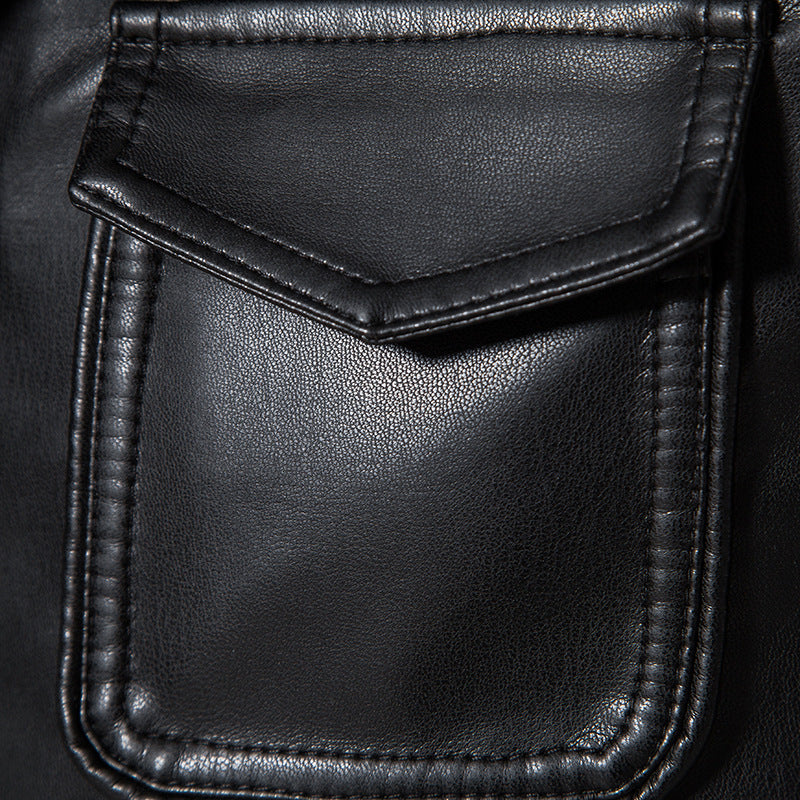 Herren Field-Jacke in glatter Lederoptik mit Pattentaschen und schlanker Passform Nord Taschen