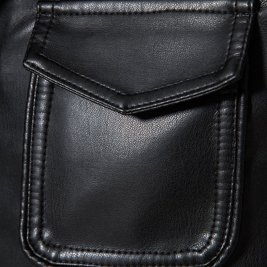Herren Field-Jacke in glatter Lederoptik mit Pattentaschen und schlanker Passform Nord Taschen
