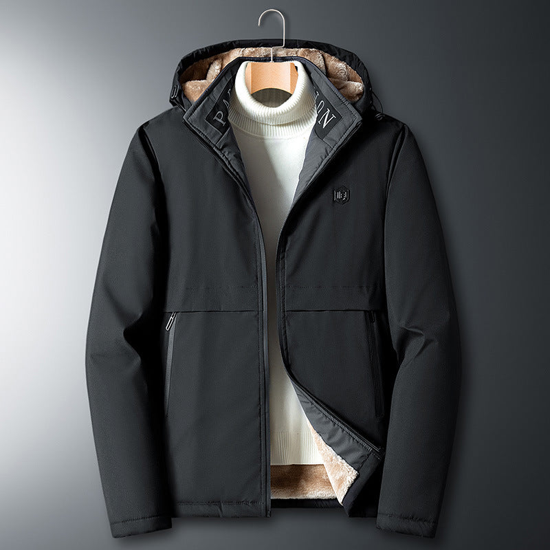 Herren Übergangsjacke mit Teddyfutter, winddichter Außenhülle und Kapuze Nord Taschen
