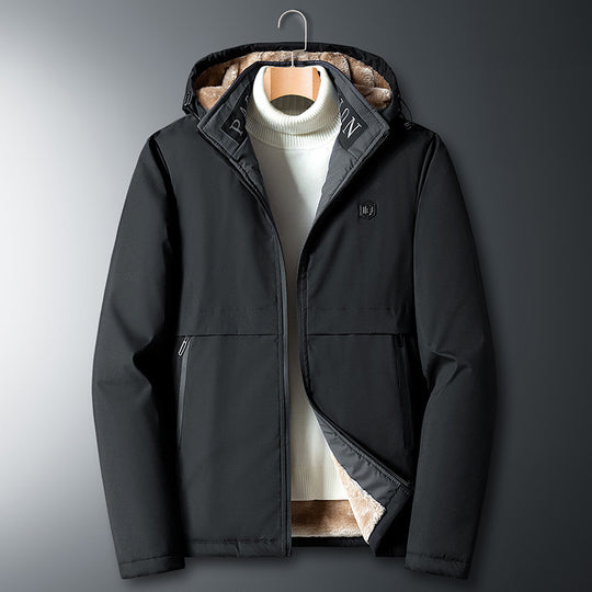Herren Übergangsjacke mit Teddyfutter, winddichter Außenhülle und Kapuze Nord Taschen