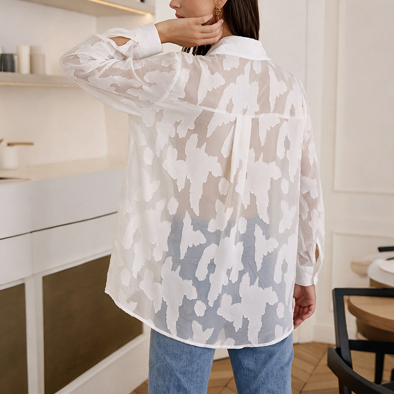 Damen Elegante Bluse mit transparenter Struktur Nord Taschen