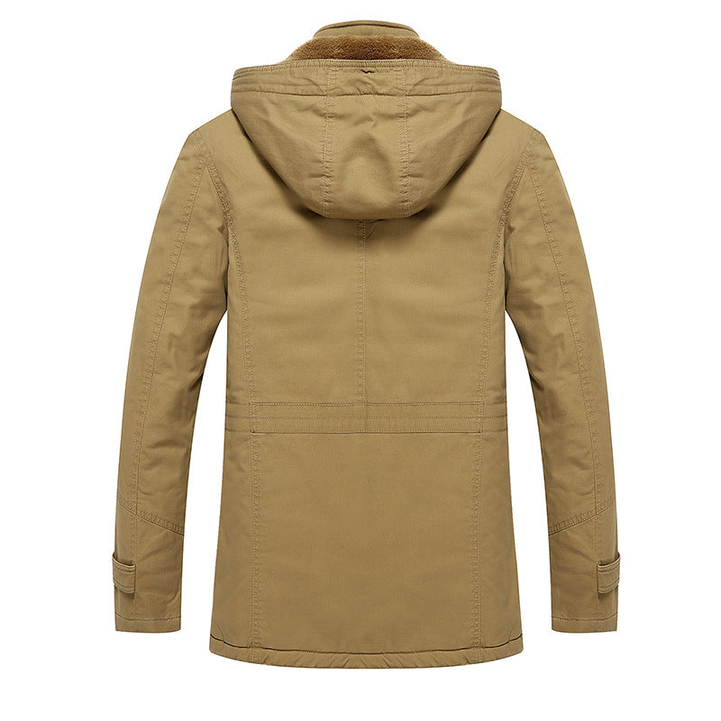 Herren Parka-Jacke mit Teddyfutter Kapuze und Multitaschen Nord Taschen