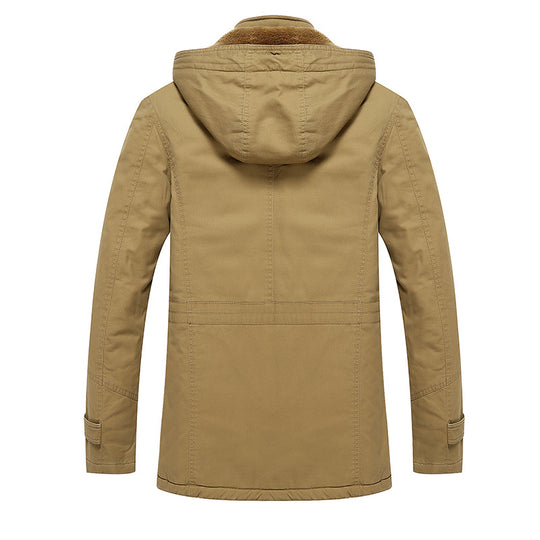 Herren Parka-Jacke mit Teddyfutter Kapuze und Multitaschen Nord Taschen