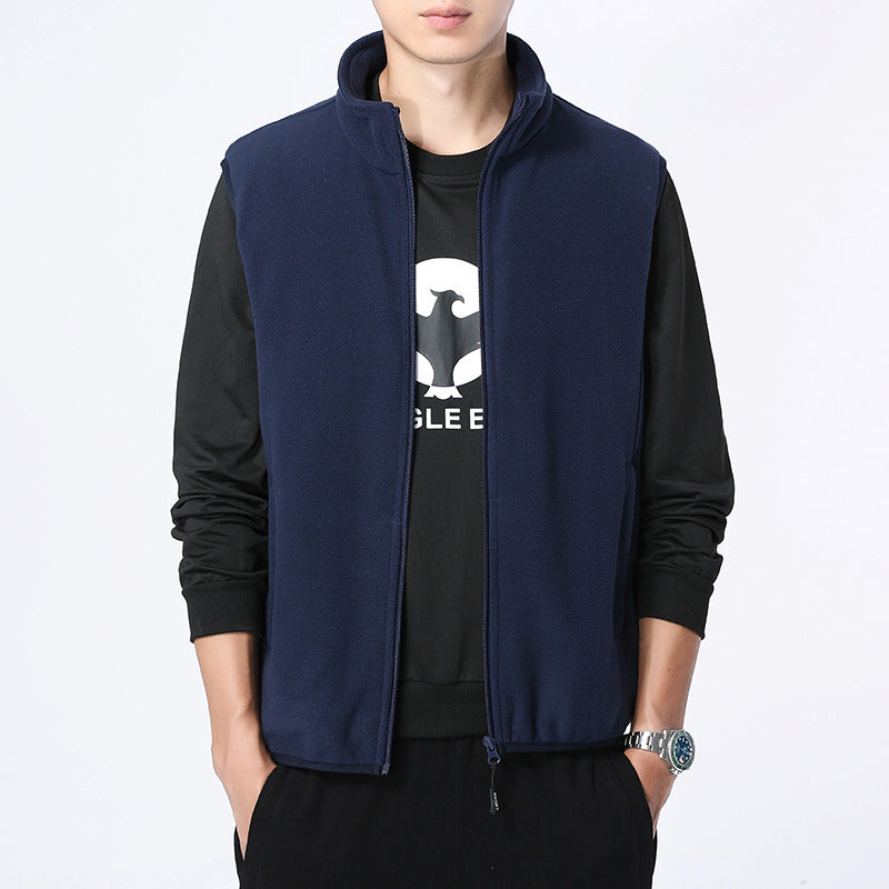 Herren Ärmellose Microfleece‑Weste mit Stehkragen und verdecktem Zweiwege-Reißverschluss Nord Taschen
