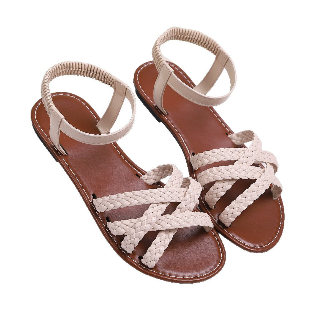 Damen Riemensandalen mit geflochtenem Design und verstellbarem Riemen