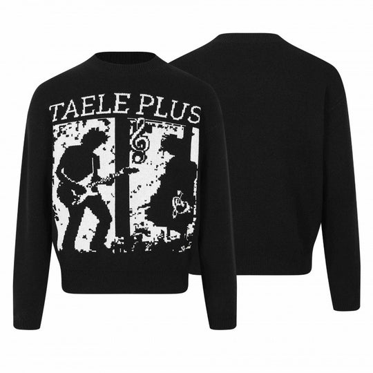 Unisex Grafik-Strickpullover mit Bandintarsie, Rundhals und geripptem Saum Nord Taschen