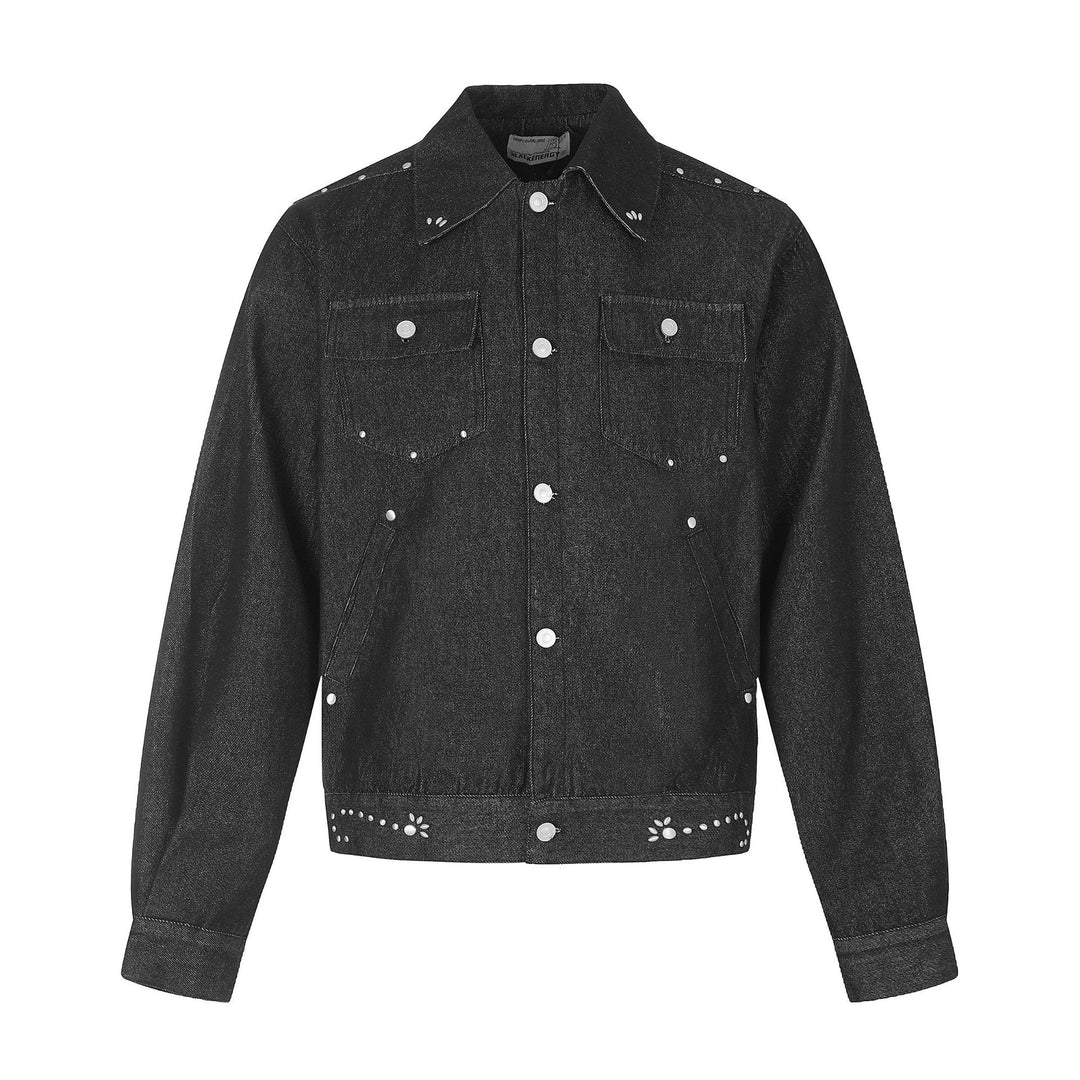 Damen Kurz geschnittene Western-inspirierte Blousonjacke mit Nietenapplikation Nord Taschen