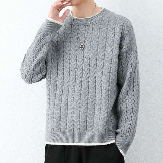 Herren Grobstrickpullover mit Zopfmuster Nord Taschen